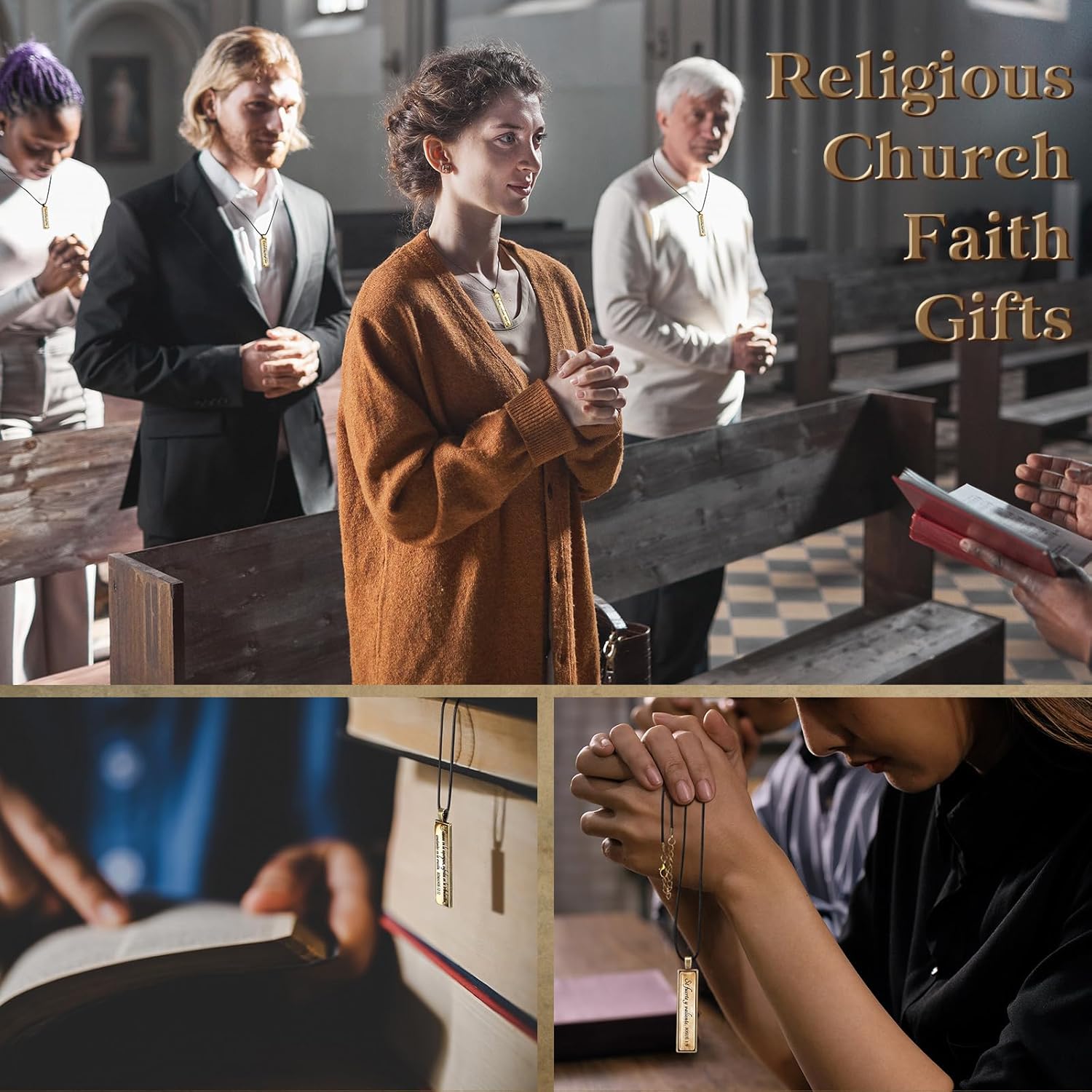 Sureio Christian Gifts for Women Men Christian Necklace Bulk Vintage Bible Verse Bar Necklaces Faith Religious Jewelry for Employee Appreciation Church Sunday School Teacher Mother - Image 6