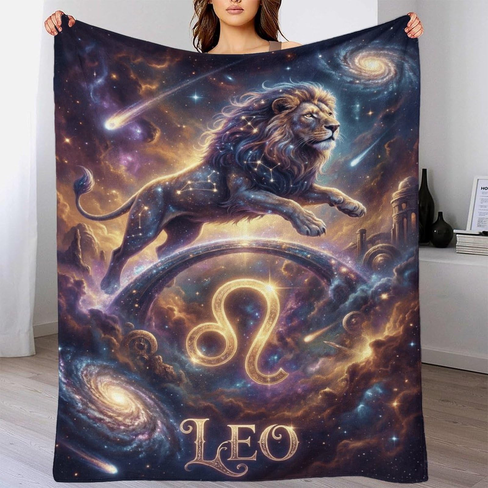 H3B8U2Y5 Leo Zodiac for for Flannel Throw Blanket, Bedroom Nap Use
