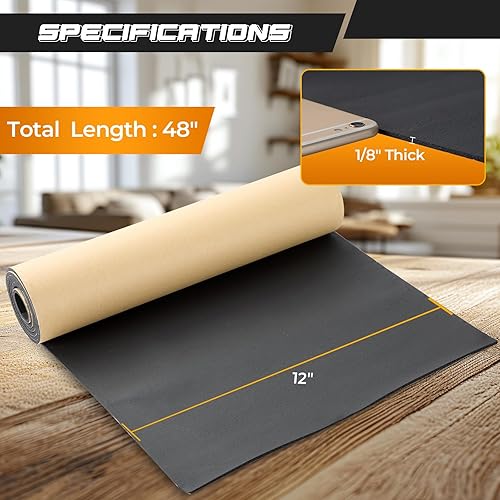 Miniatura 32 de NATGAI Esponja de neopreno con lámina de goma de espuma adhesiva de 1/2 pulgada de grosor x 12 pulgadas de ancho x 54 pulgadas de largo, cortado a