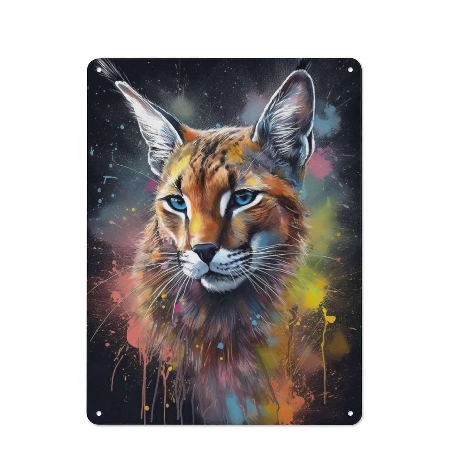 Junmoney Caracal Painting Tin Wall Plaque 40X30cm With For Living Room Wall, Gift For Feature Wall Decorators During The Christmas Season