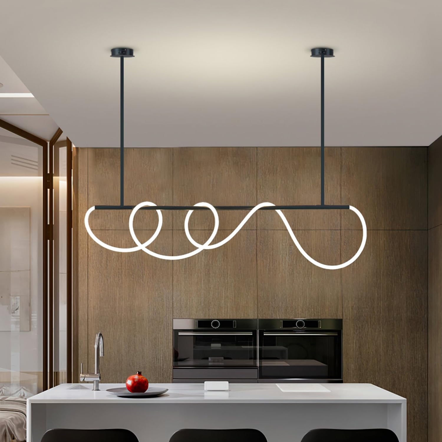 Lámpara de araña colgante LED, negro, araña moderna, 39,4 pulgadas, altura ajustable, formas de bricolaje, comedor y sala de estar de iluminación