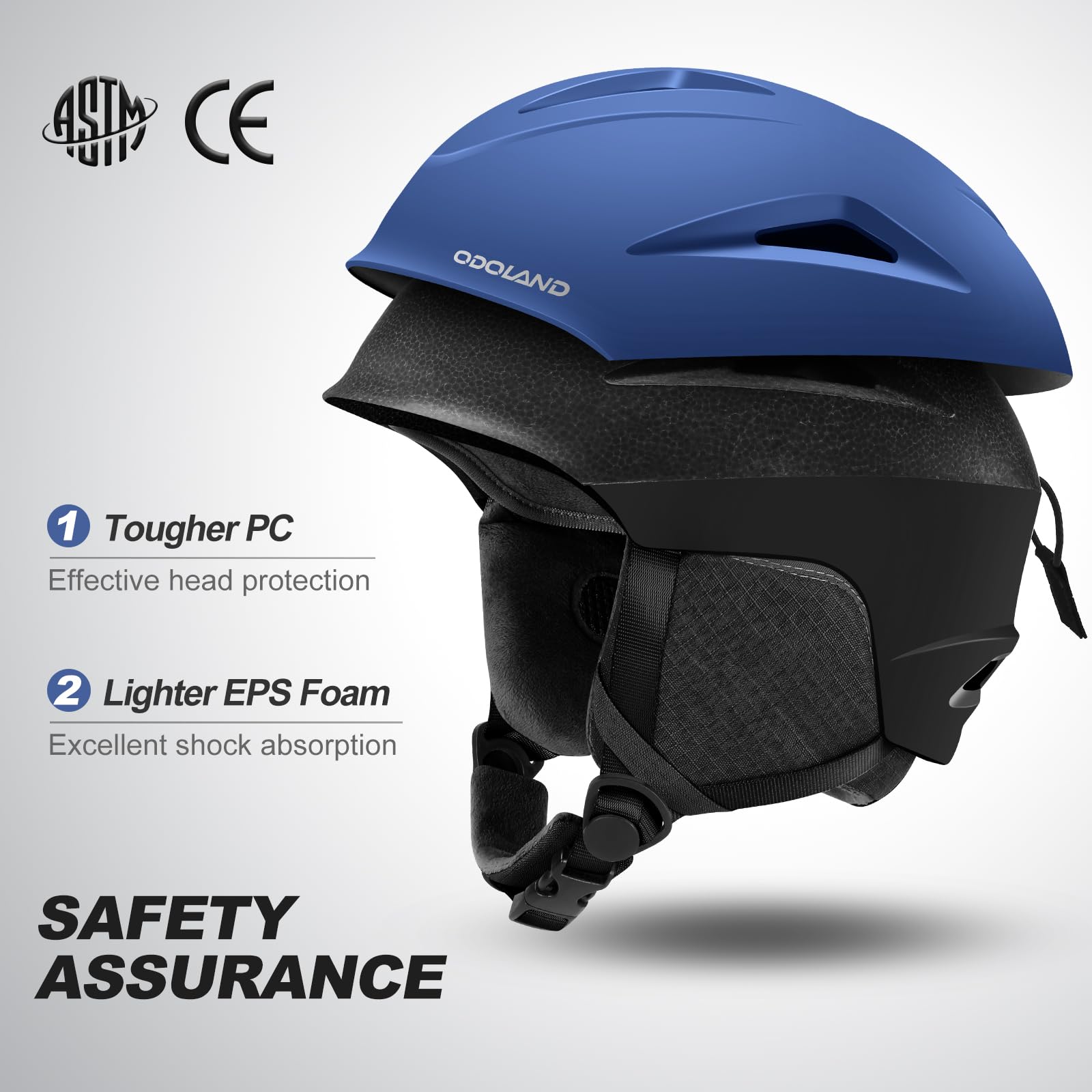 Odoland Casco da Sci per Bambini con Visiera per Ragazzi e Ragazze, Casco da Sci Regolabile con Cinturino con Fibbia Magnetica per Bambini dai 3 ai 12 Anni