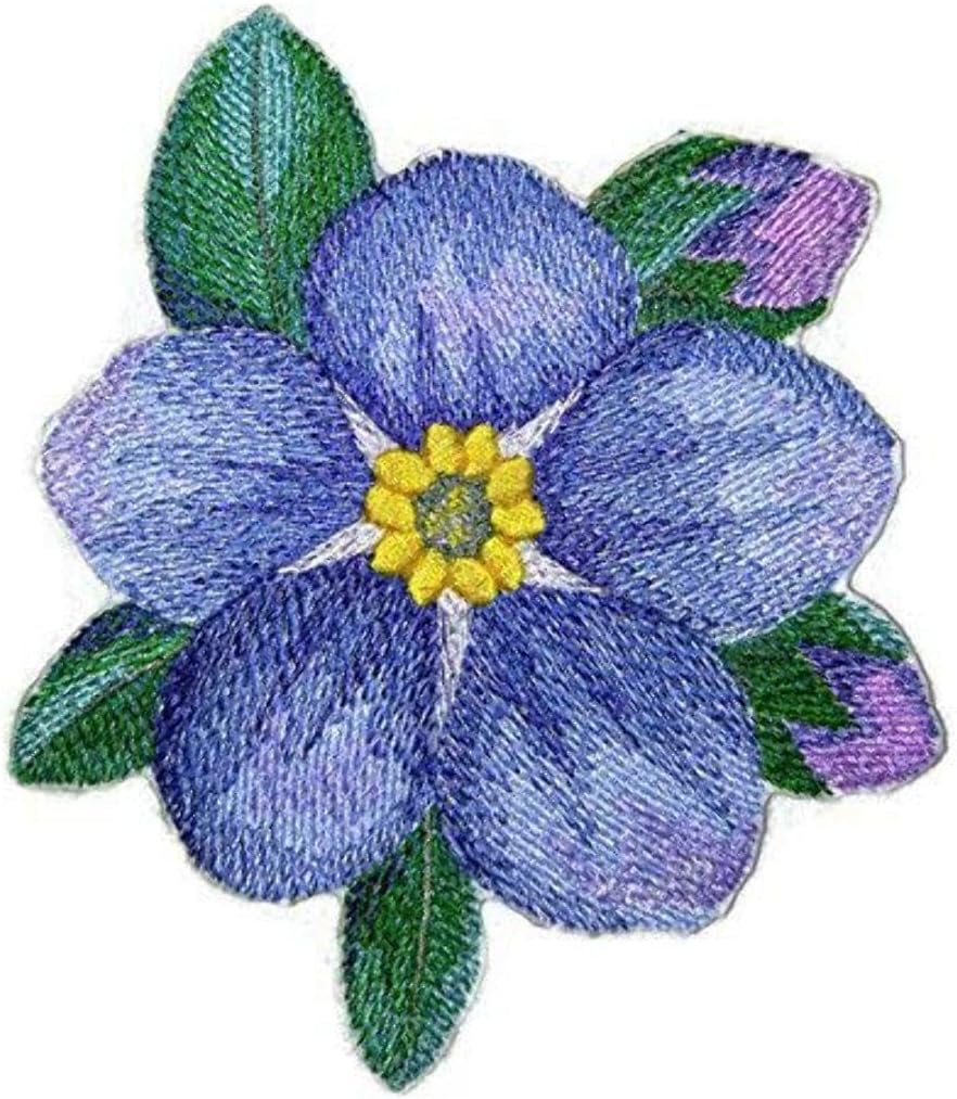 Custom and Unique Water Color Blooms and Butterflies [Watercolor Forget Me Not Bloom] Embroidered Iron on/Sew Patch [5.23" * 4.82"] [Made in USA]