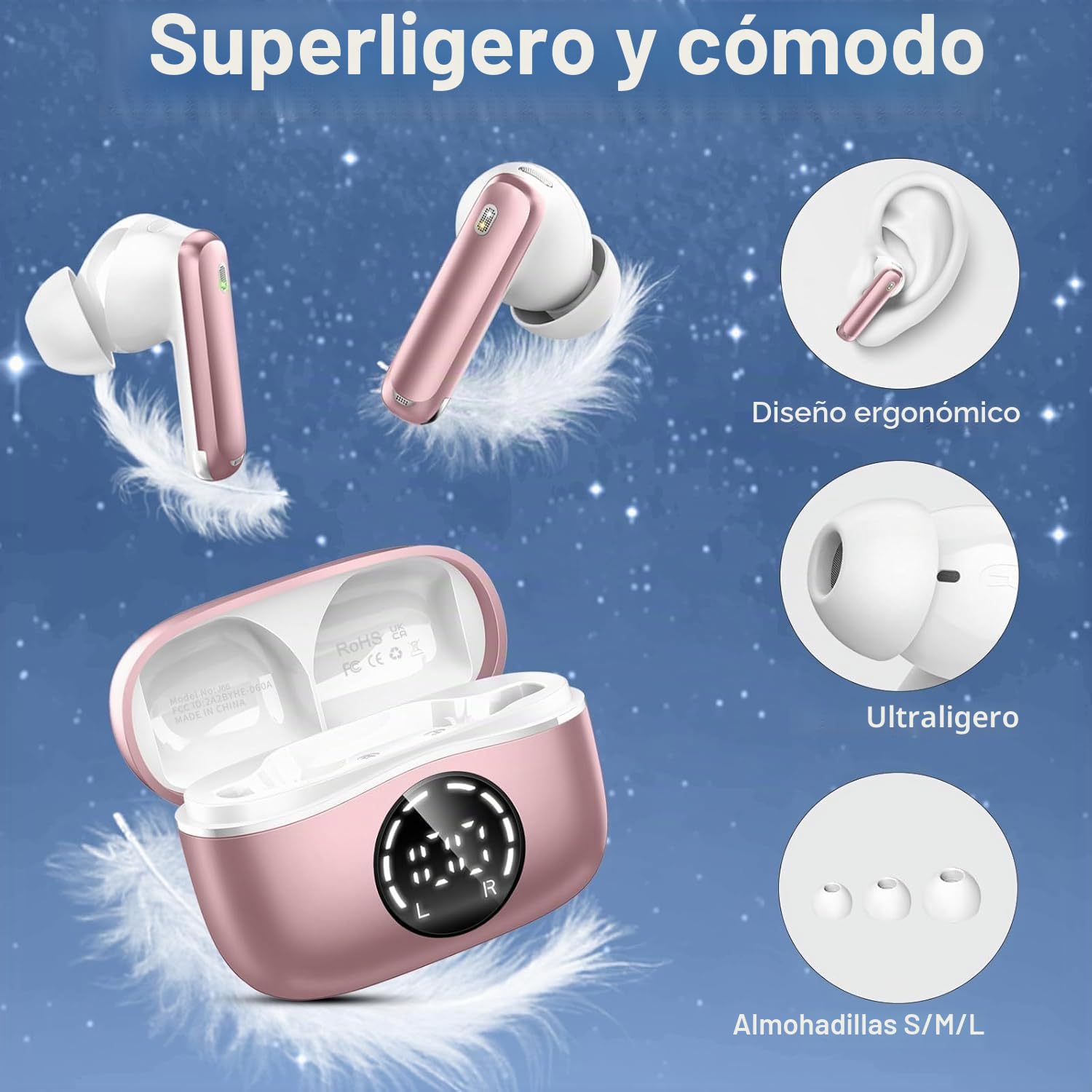 Auriculares Bluetooth Inalámbricos 5.4, Cascos HiFi y Conexión Automática