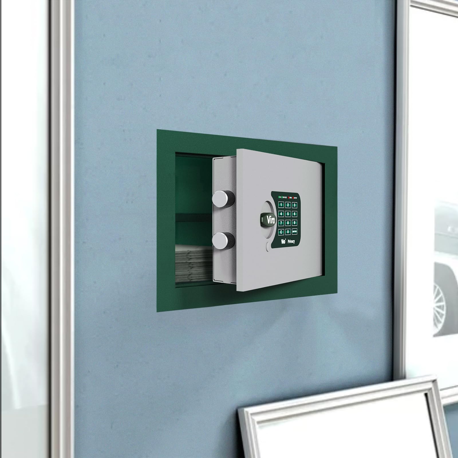 Viro | Privacy Elettronica, Cassaforte a Muro con Scheda Elettronica, da Incasso, in Acciaio, 410x290x205 mm