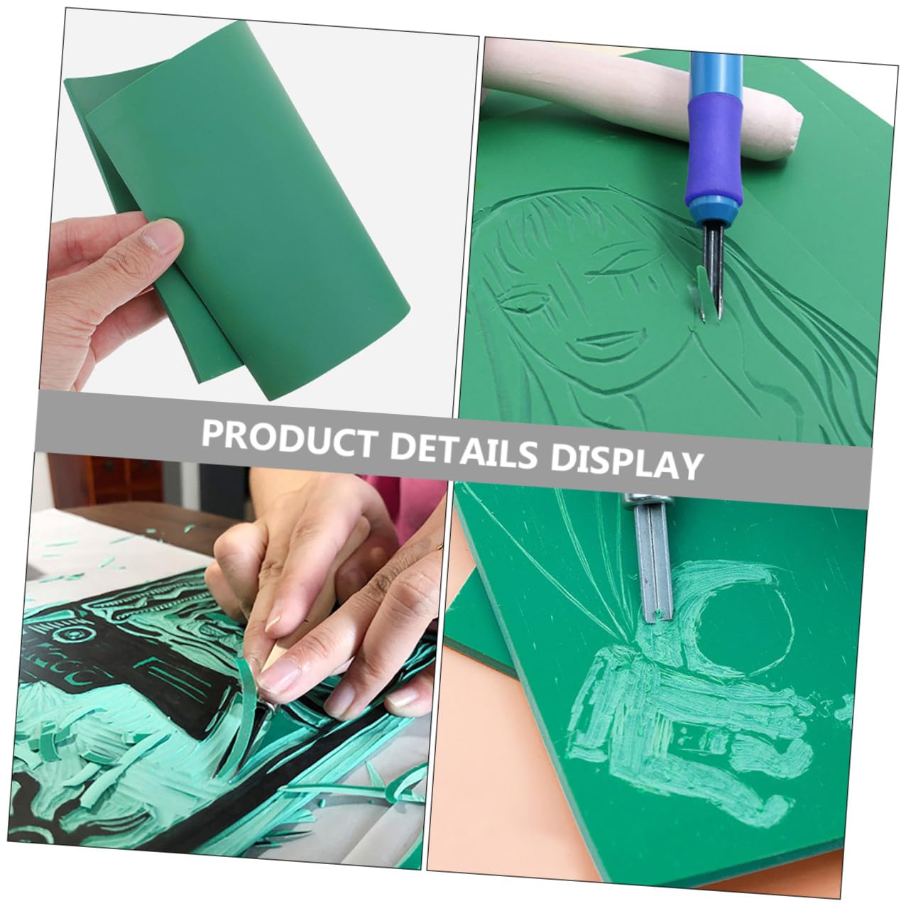4 Stück Teiliges PVC Gravurblock Dicke Linolplatten für DIY Schnitzen und Druckgrafik Glatte Oberfläche für Präzises Gravieren Vielseitig Einsetzbar für Anfänger und Künstler
