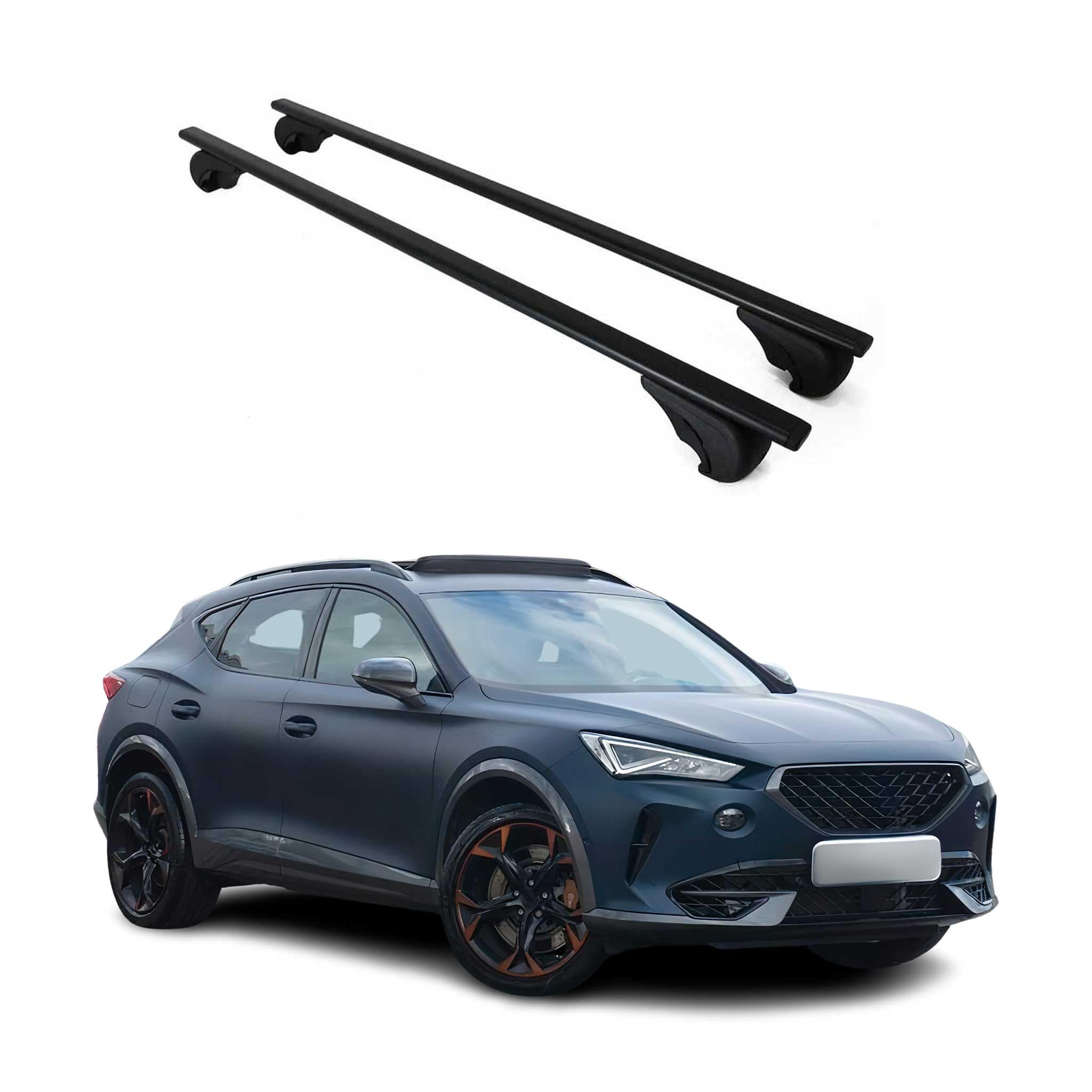 OMAC Dachträger Querträger für Cupra Formentor 2020-2026 – Abschließbar – Max. 75 kg – 2 Stangen Stahl Schwarz