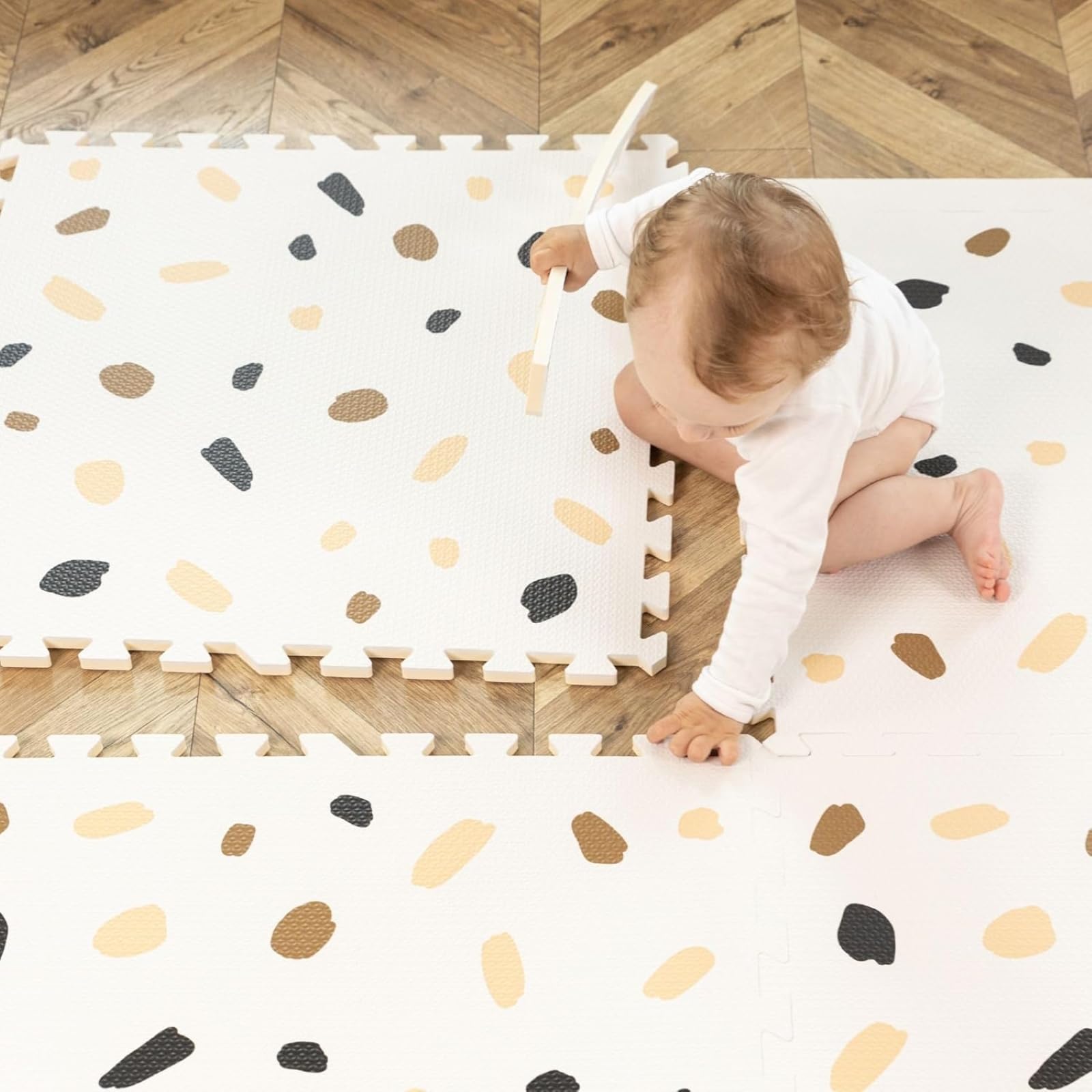 Hakuna Matte Stylische Puzzlematte Baby 180 x 120 cm Konfetti | 6 XXL-Platten à 60x60cm – 20% dickere, weichere Puzzlematte für Kinder–schadstofffreie, Pflegeleichte Baby Krabbelmatte