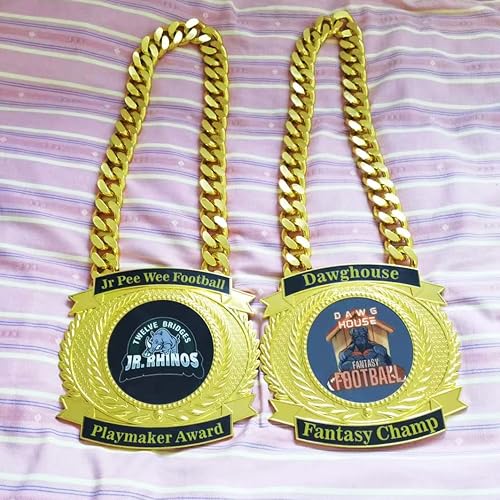 Miniatura 3 de Fantasy Football Championship Chains Award, Trofeo del Premio del Ganador del Premio Champ Chains, Medalla de campeón grande de 7-34  x 7