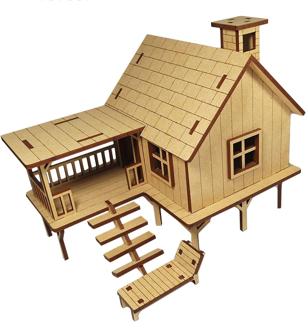 Wooden 3D Puzzle Beach House - Home Decor, Construction Toy, Modeling Kit, School Project - Easy to Assemble