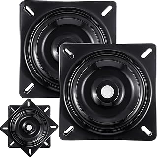 2 Pcs Boat Seat Swivel Base Swivel Plate Replacement Square 360-degree Flat Seat Mount Bracket Mechanism Flat Base for Recliner Chair Furniture Bar Stool Boat Accessories Black