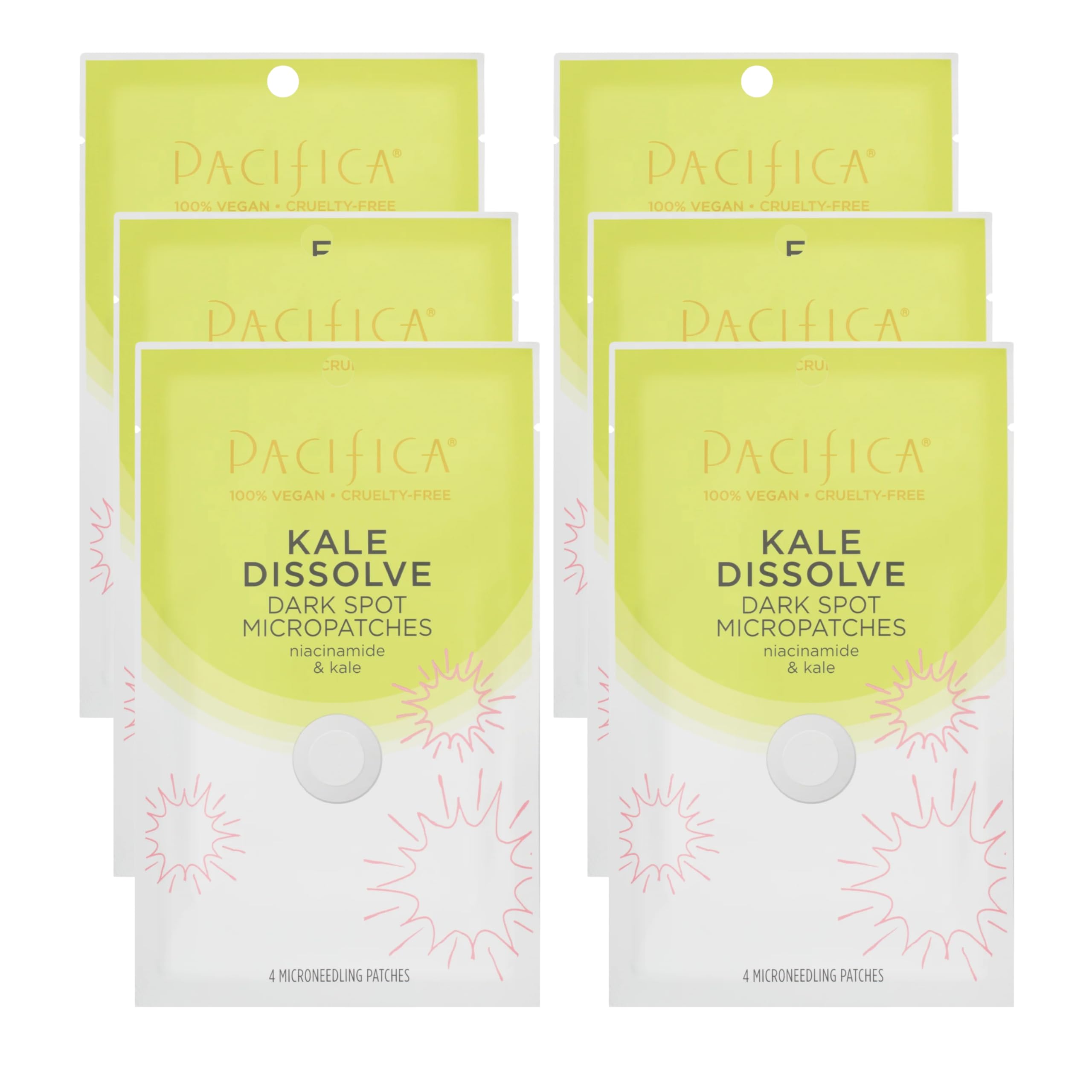 Pacifica Dark Spot Dissolving Micropatches – Microneedling Dots w/ Niacinamide 6-PACK Tranexamic Acid & Kale to Fade Post-...