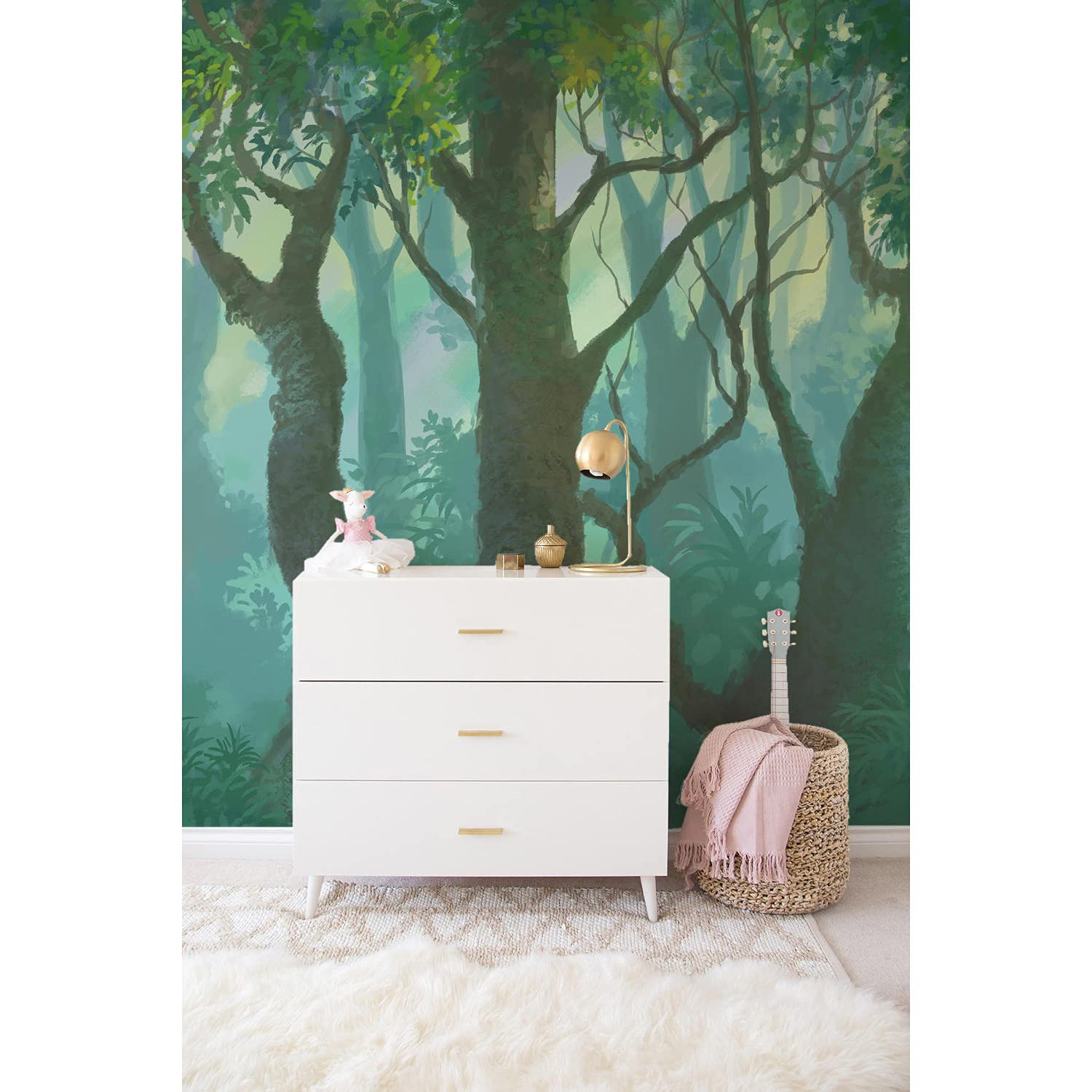 Papier peint forêt intérieure Coloray 250x250 cm pour un salon nature et cosy