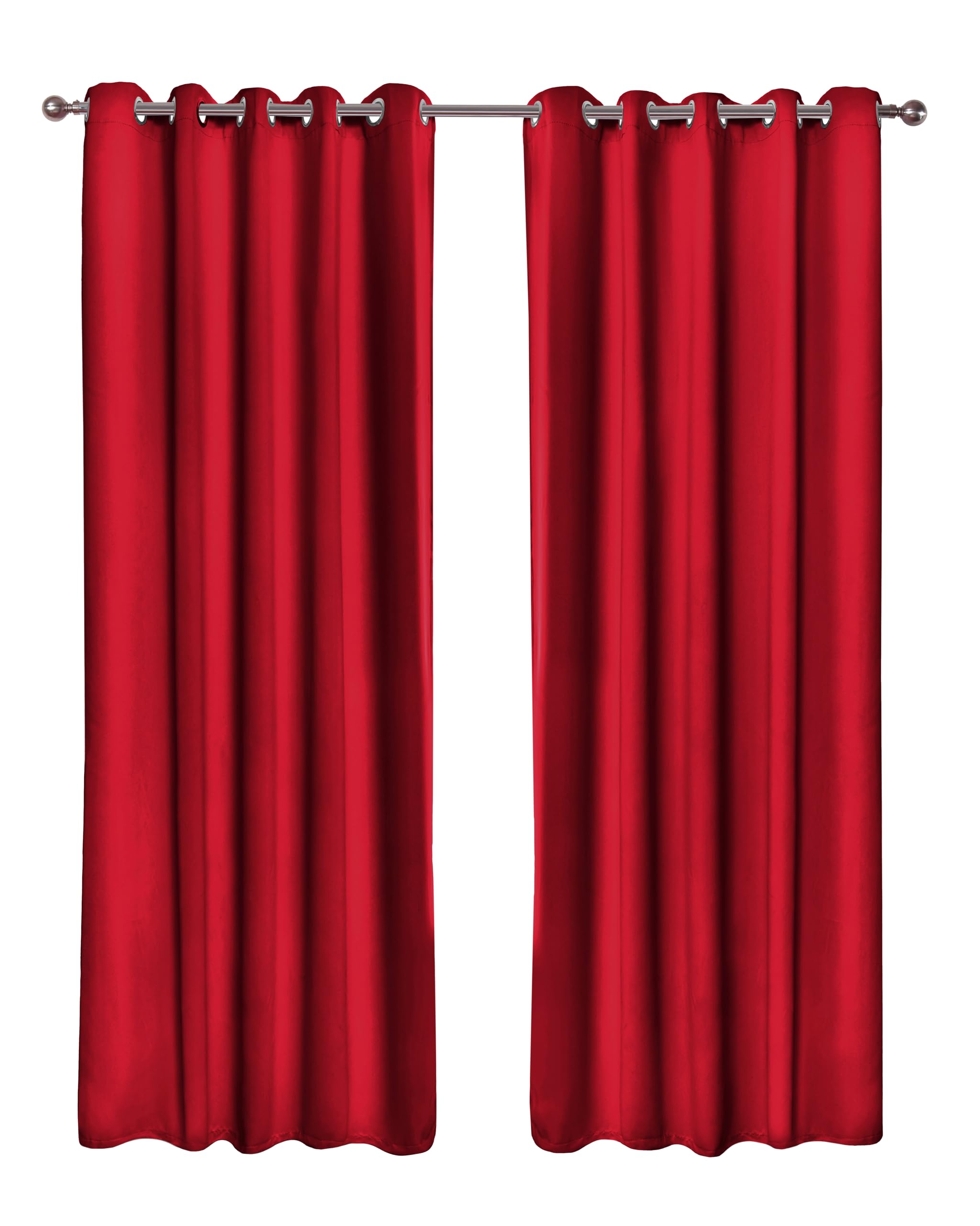 Emma Barclay Red – Blackout Curtains For Bedroom Living Room Thermal Insulated Woven Eyelet Blackout Curtains Cali Collection (66” X 72” Inch)(Red)