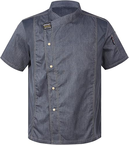 iiniim Chaqueta de chef unisex de manga corta y larga para hombres y mujeres, ligera, para cocinar, hotel, restaurante, chef