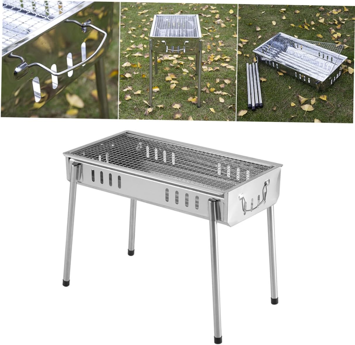 Portable Charcoal Grill for Outdoor Camping Medium-sized Stainless Steel BBQ Cooking Rack Charcoal Tray for Picnics Tailgating and Backyard Gatherings