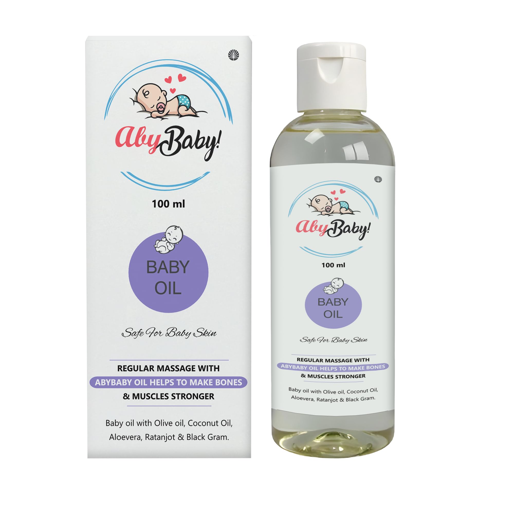 Aby Baby Gentle Baby Oil 200ml Natural Blend with Almond, Olive,Oils for Soft and Healthy Skin Baby Massage Oil
