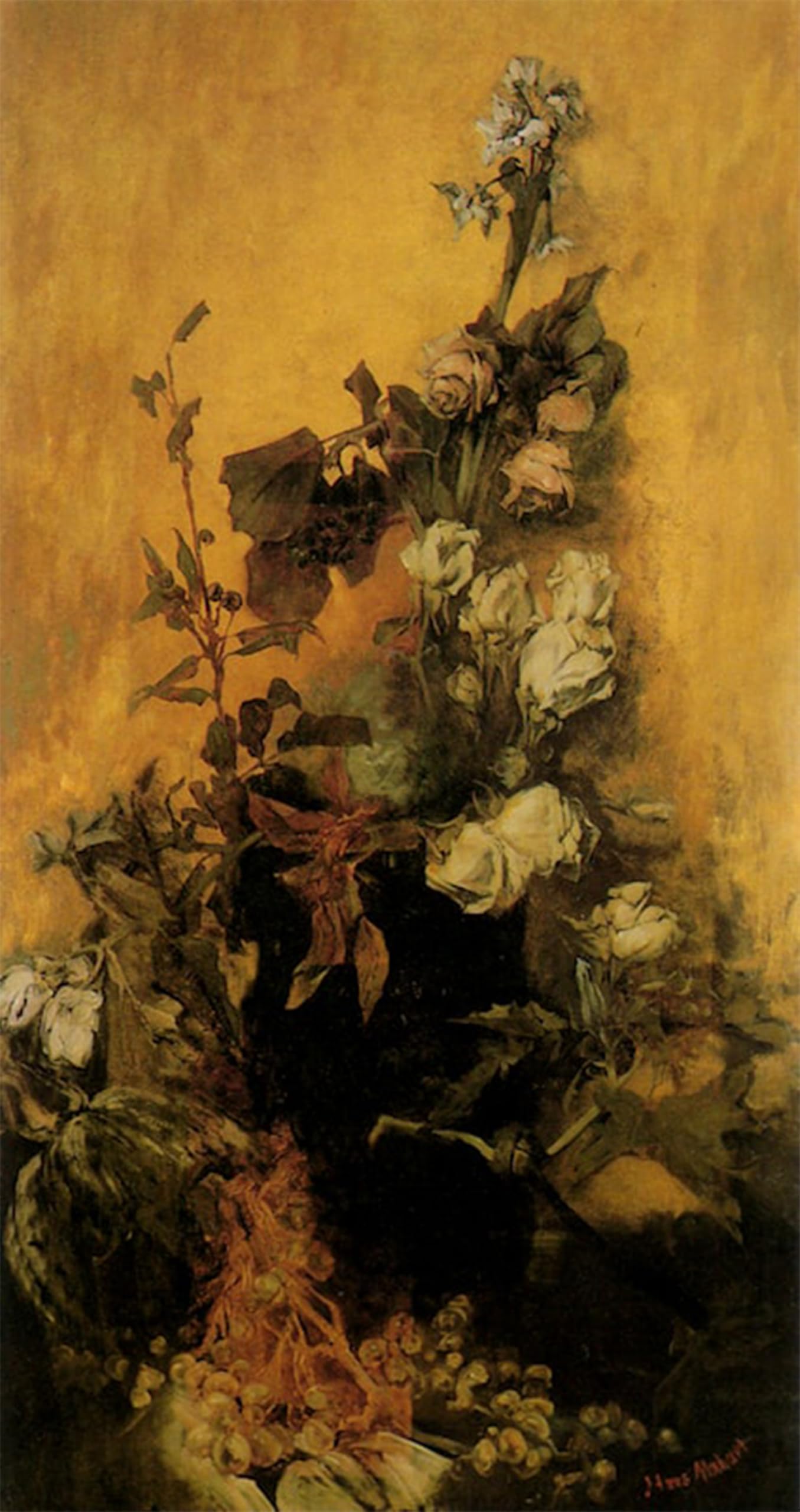 ARTXLXXBN Famous Print Painting Colorful Art Print Stilleben Mit Rosen by Hans Makart Canvas Art Decorations for Home Decor 60x90cm