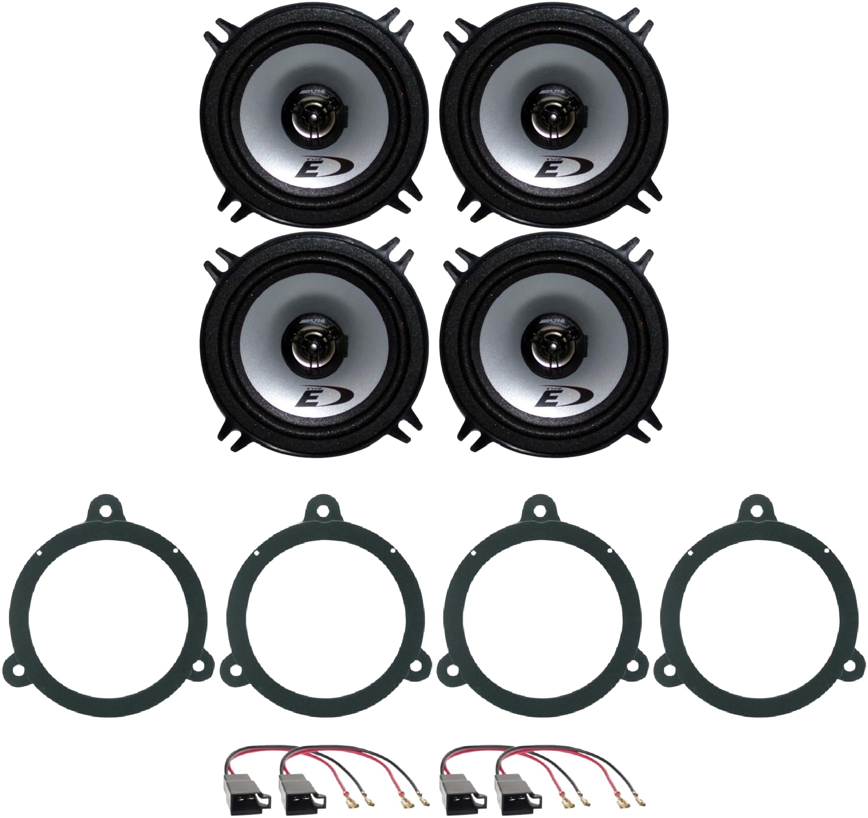 Kit de 4 Altavoces Alpine SXE-1325S + SXE-1325S para Megane III de 2009 a 2015 con 2 Soportes Delanteros, 2 Soportes Traseros y 4 Conectores