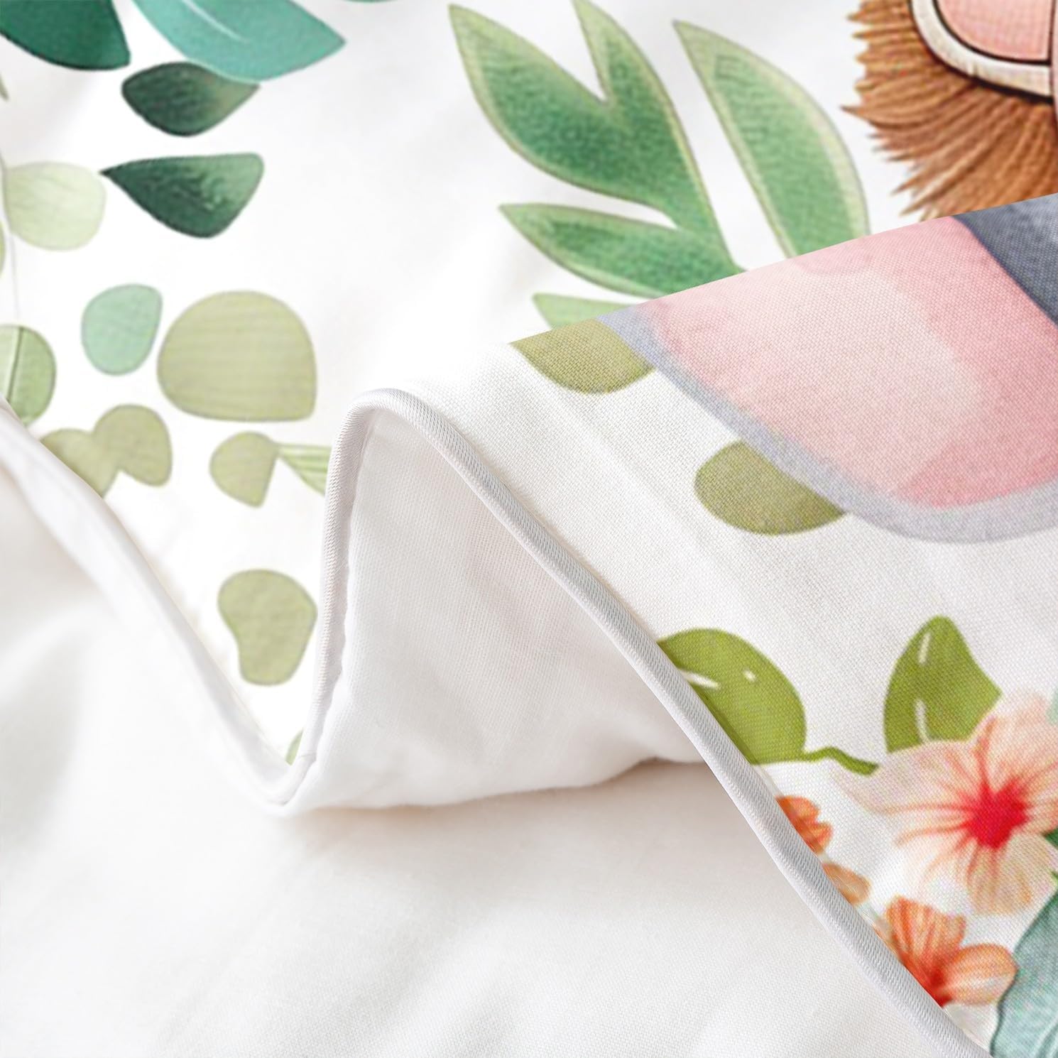 Erosebridal Kawaii Lions 100% Cotton Duvet Cover King Size, Cute Giraffe Monkeys Animals Soft Comforter Cover, Wildlife Elephants Bedding Set for Bedroom, Orange Gray Trees Kids Teens Quilt Cover