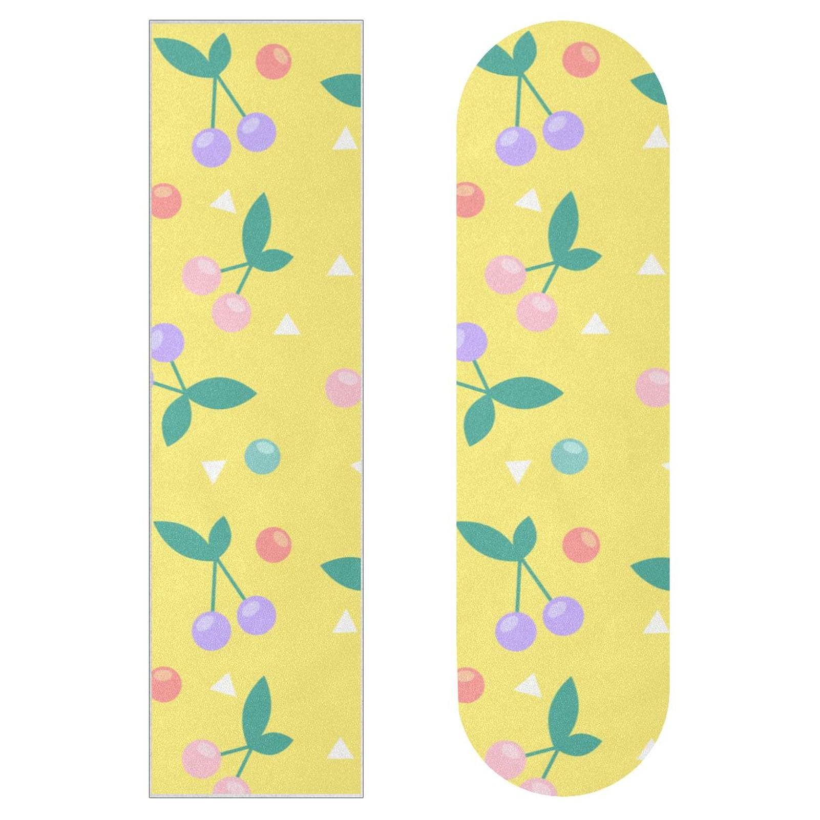 Colorful Cherry Lot de 2 feuilles de papier abrasif pour planche de skateboard et longboard