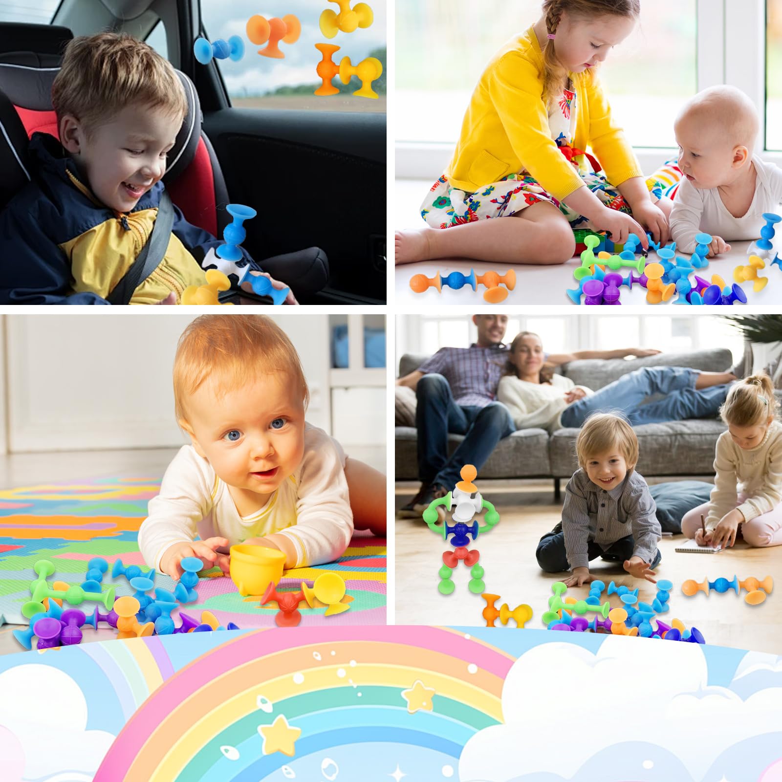 33 sztuki zabawek z przyssawką dla dzieci, silikonowe zabawki, silikonowe klocki, zabawka dla chłopców i dziewczynek, przenośna, zabawna zabawka do wanny, 3, 4, 5, 6, 7, 8 lat
