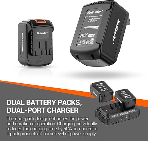 Miniatura 7 de MAXLANDER Motosierra Inalámbrica Sin Escobillas de 40V de 16 Pulgadas Eléctrica Alimentada por Batería con Batería de Litio de 4.0Ah y Cargador
