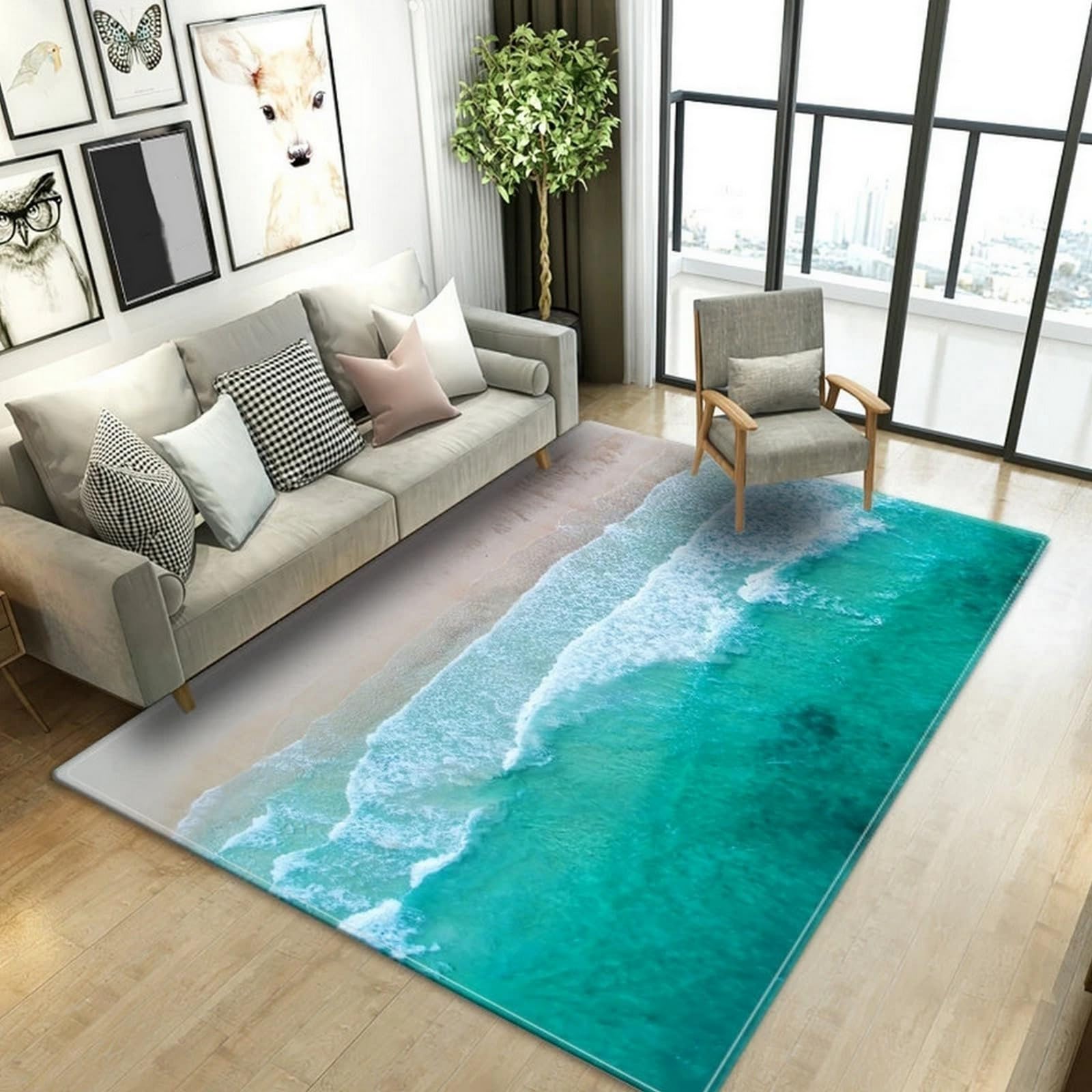 Tapis paysage de plage 3D en flanelle pour transformer votre chambre en oasis
