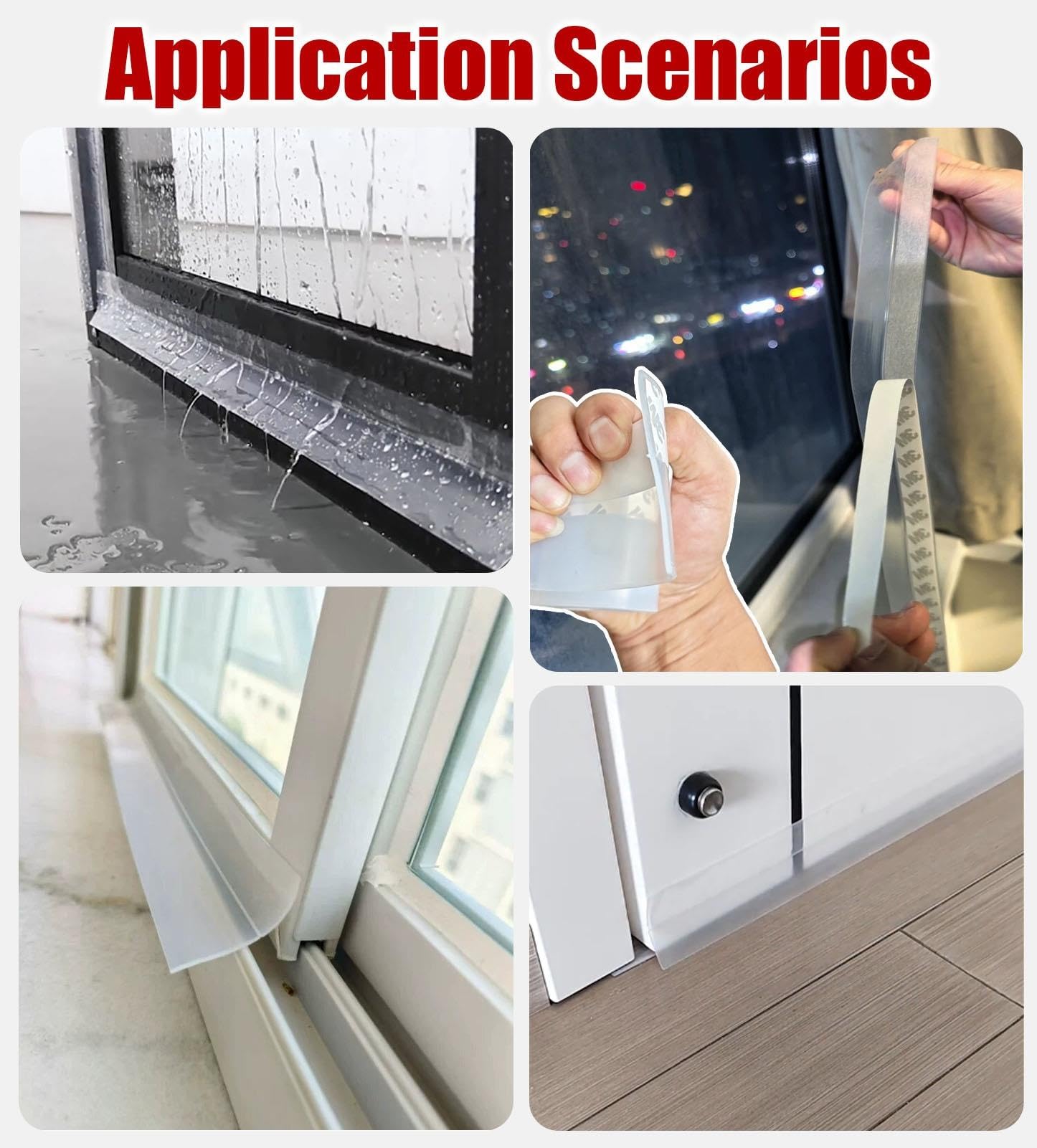 Vierteaguas Muro Exterior Tira Deflectora de Lluvia Adhesiva para Ventanas