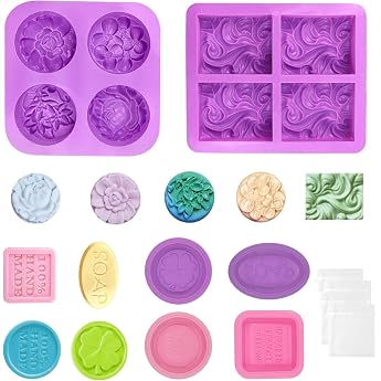 DIY Silicone Soap Mould Set 6 Pieces Non-Stick BPA-Free Flowers