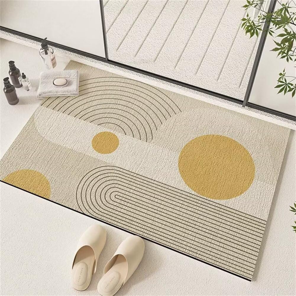 Badematte Rutschfest Saugfähige und Schnelltrocknende Badezimmerteppich Groß Weicher Duschvorleger, Lines Teppich Badezimmer, Badvorleger für Dusche, Badewannen, Toilette​ Badteppich 140x200cm 6-603