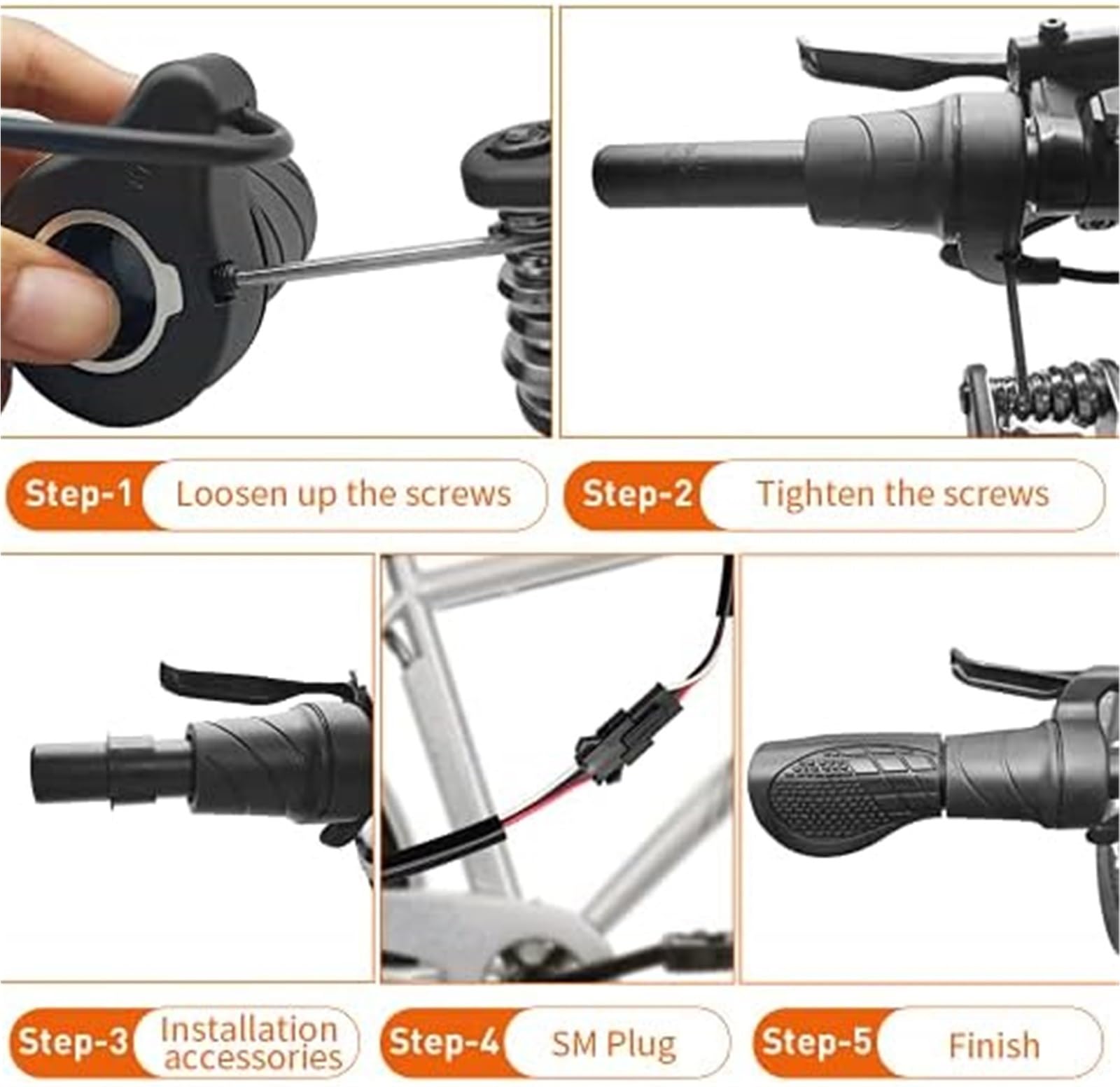 Maniglia sinistra for bicicletta elettrica 76X acceleratore a mezza torsione 24 V 36 V 48 V 60 V 72 V SM Connectfor for bici elettriche, for monopattino elettrico pieghevole Acceleratore a pol