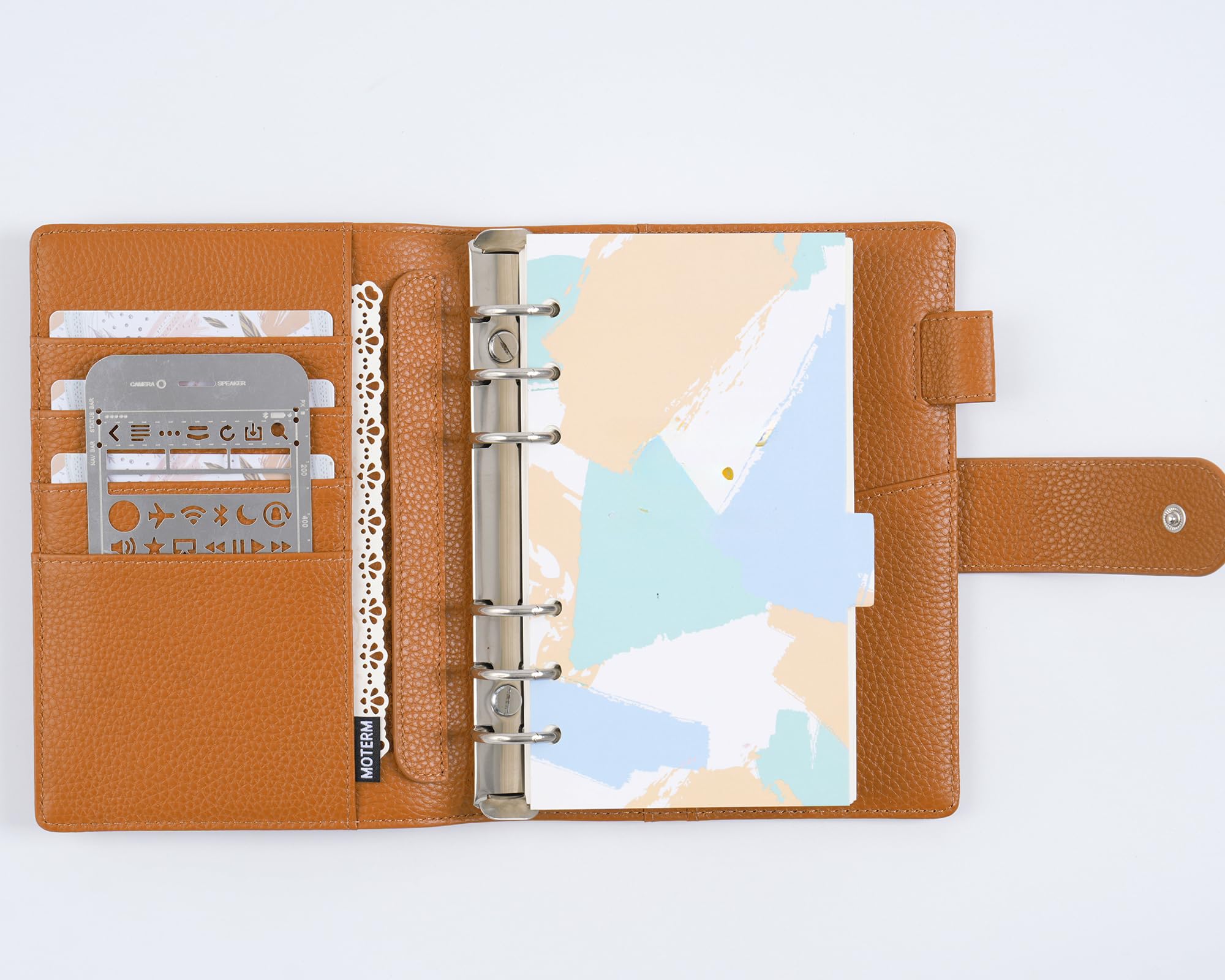 Moterm Elite Personal Ring Planner - Genuine Leather Folder Organiser without Large Back Pocket (Burnt Orange Quartz, 25mm ring) - Image 3