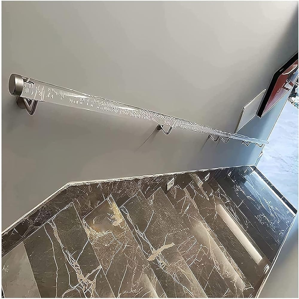 FKXSXAZ Clear Acrylic Handrail For Stairs, 50cm-140cm Safety Non-Slip Transparent Indoor Stair Railing Banister Complete Kit, Corridor Hand Rails Support Grab Bar(Size:4.6ft/140cm)