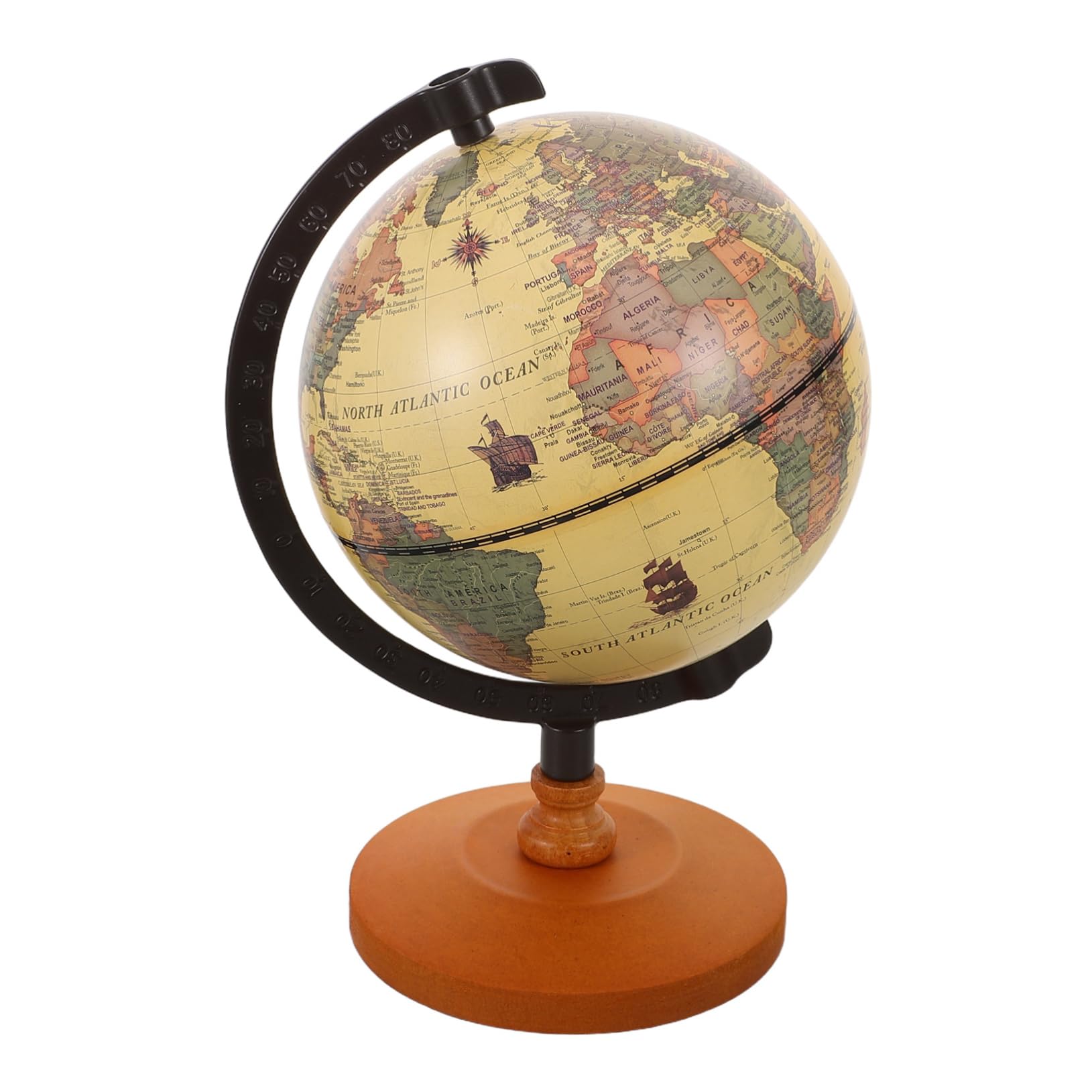 Vintage-weltkugel Für Den Schreibtisch: Elegante -skulptur Als Dekoration Mit Ständer Für Zuhause Oder Büro – Geographie-lernhilfe Für Die Schule