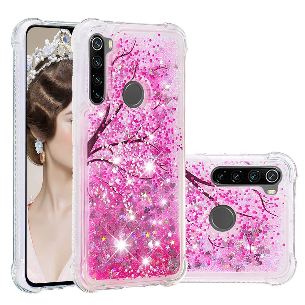 COTDINFORCAXiaomi Redmi Note 8 Case, 3D Cute Glitter Liquid Floating Quicksand Shockproof Protective Bumper Silicone Girls Cover Case for Xiaomi Redmi Note 8. Liquid - Cherry Blossoms