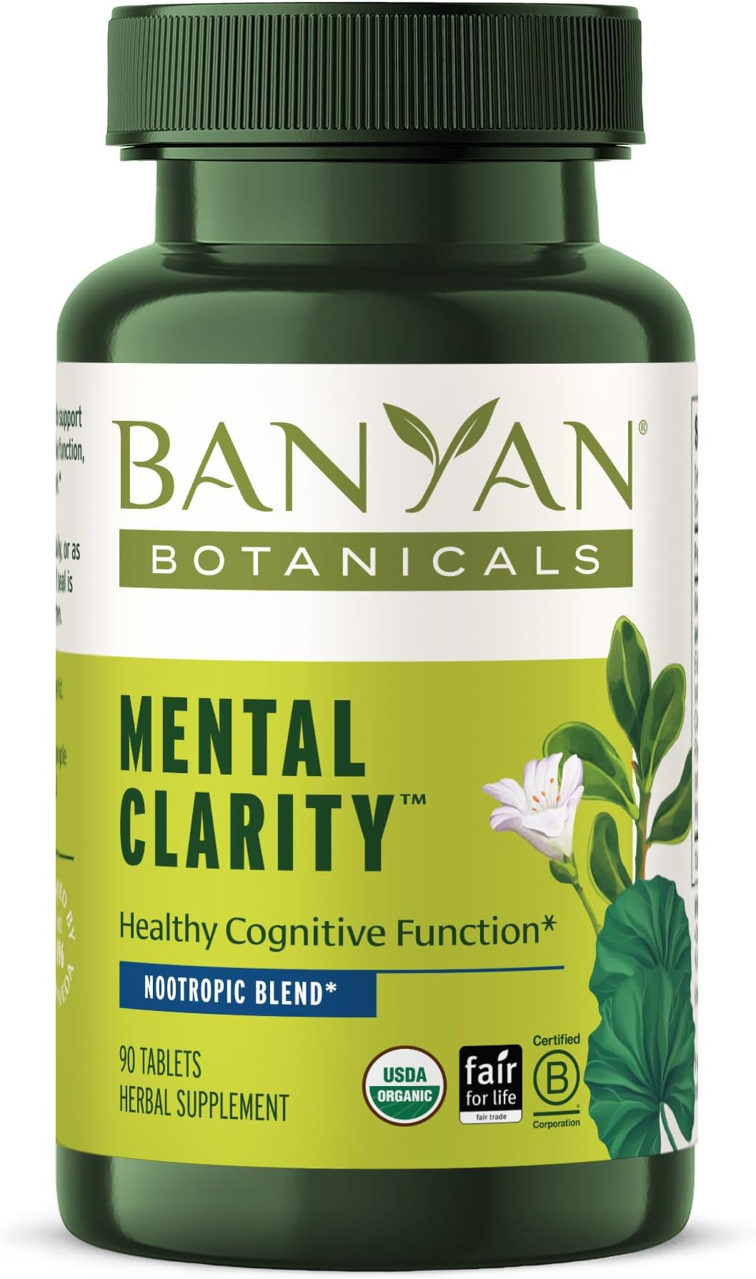 Banyan Botanicals Mental Clarity – Organic Supplement with Gotu Kola & Bacopa – Supports Healthy Cognitive Function & Mental Performance* – 90 Tablets – Non-GMO Sustainably Sourced Vegan