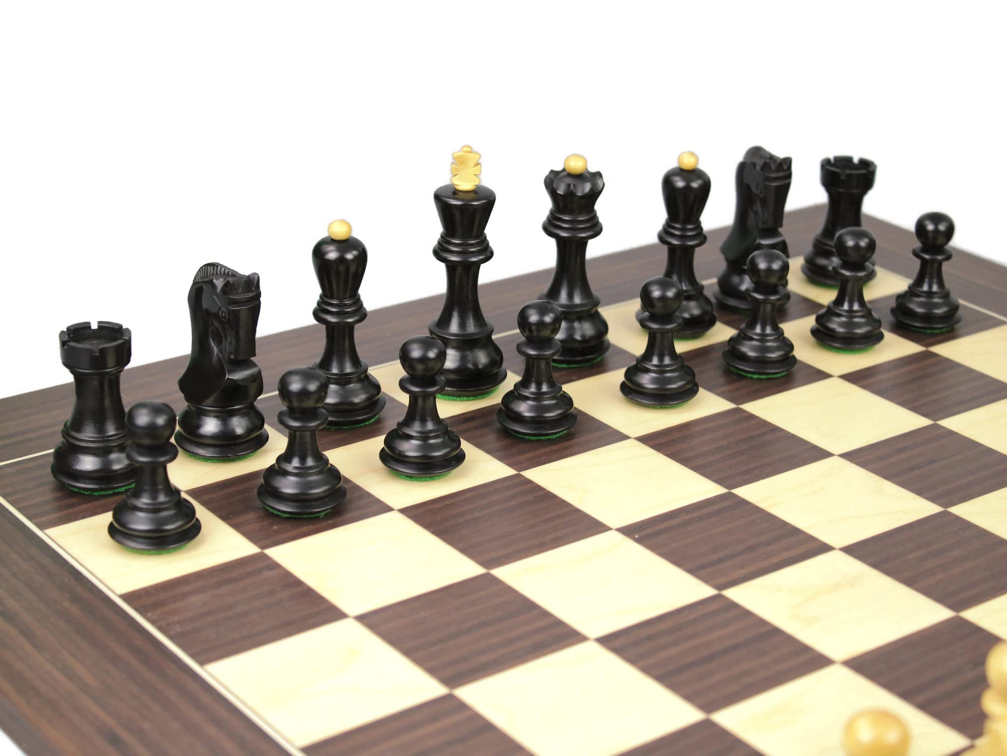 Set di scacchi in legno Macassar Tavola da 20 pollici ponderata Ebanizzata Zagabria Staunton Pezzi 9,75 pollici