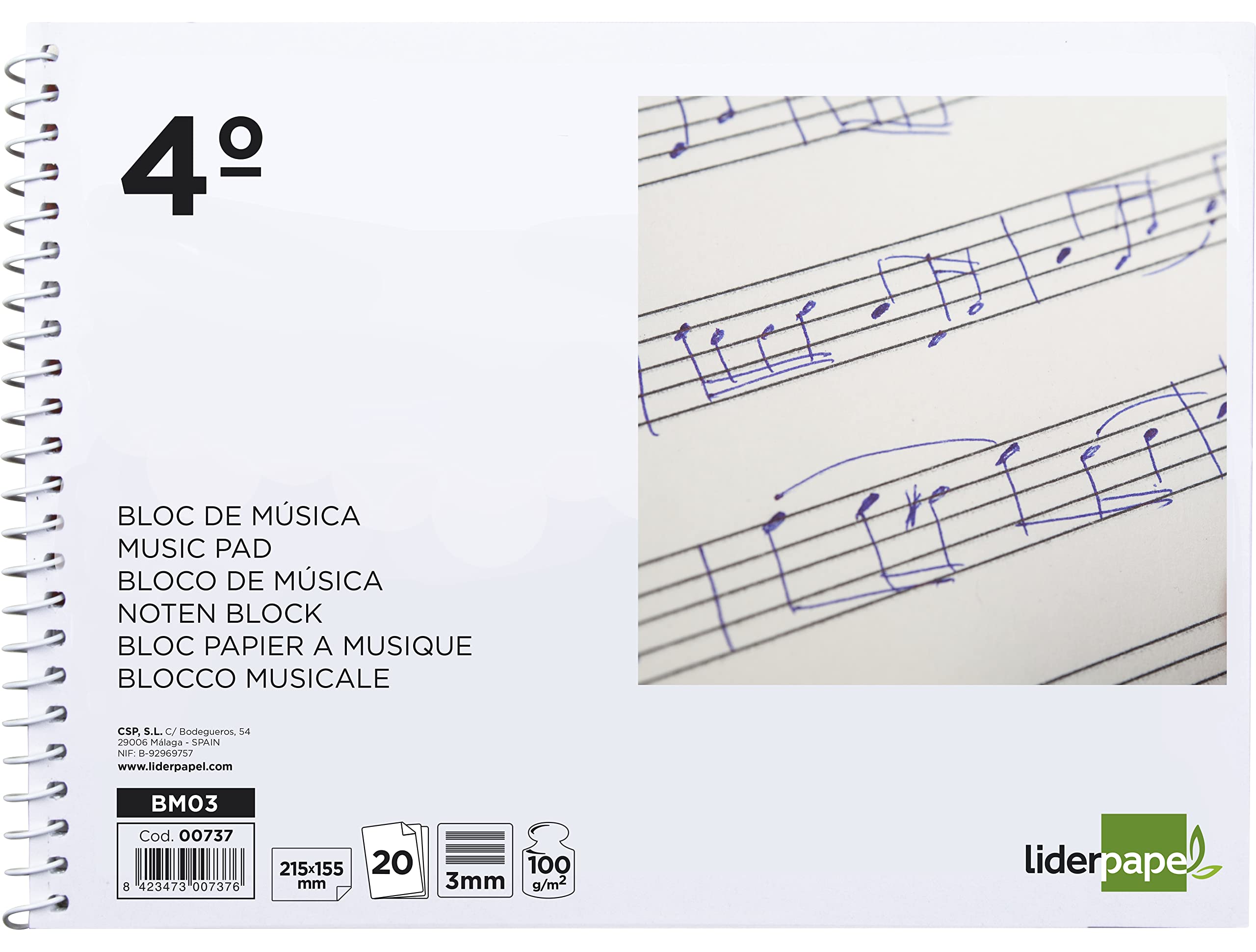 Liderpapel Music Pad Pentagram 3 mm Quarter 20 Sheets 100 G/M2 (BM03)