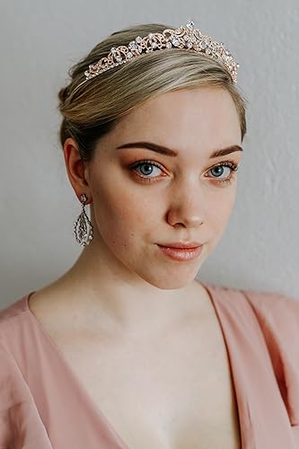 Miniatura 2 de SWEETV Tiaras y coronas de boda, corona nupcial de diamantes de imitación, tocados de tiara de princesa para mujeres y niñas de flores, accesorios