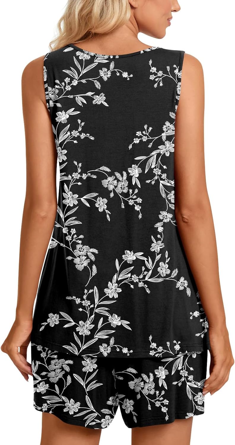 TAOHUADAO 2 Piece Women's Sleeveless Pajama Sets, Lounge Sleepwear Ladies Pjs Sets with Pockets - Image 4