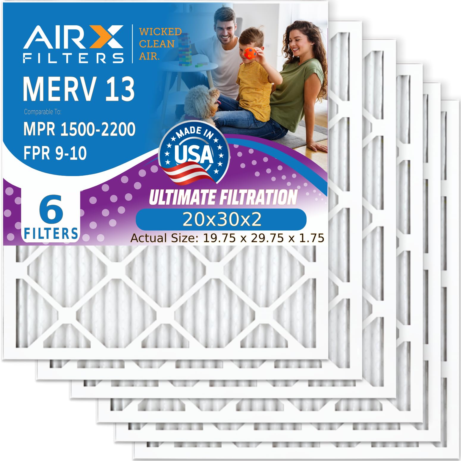 AIRx Filters 20x30x2 MERV 13 Health 6-Pack