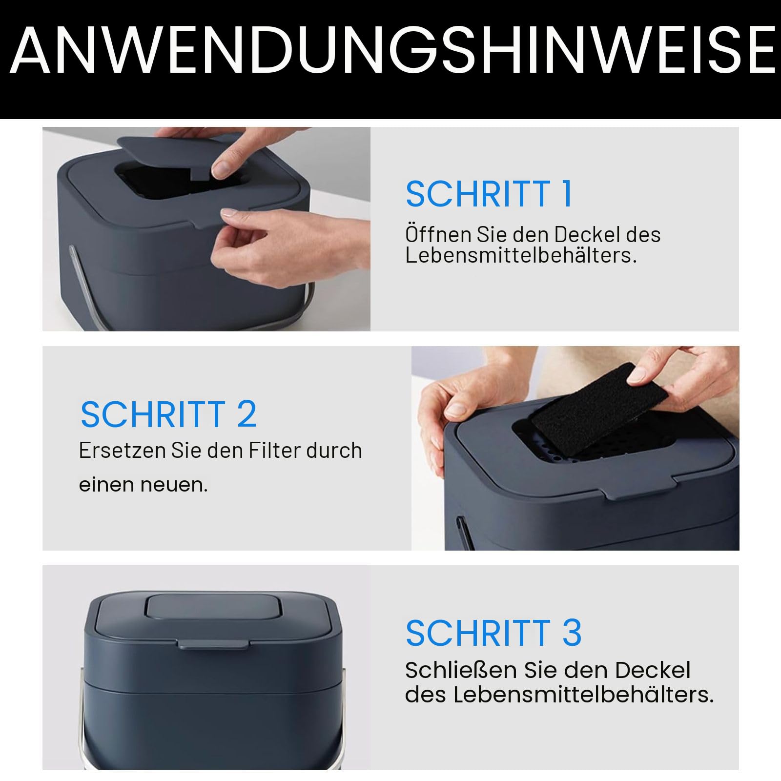 10 Stück Aktivkohlefilter Bioeimer Filter,Filter kompatibel mit Joseph Joseph Lebensmittelbehältern, Aktivkohlefilter, für Kompostbehälter Kohlefilter