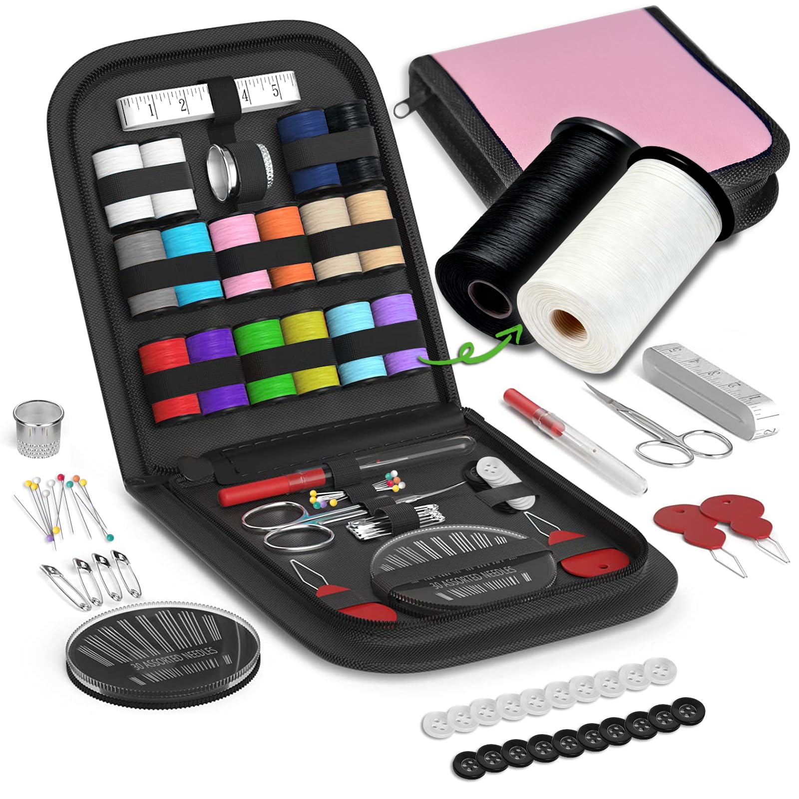 Sewing Kit Gifts for Grandma, Mom, Friend, Traveler, Adults, Beginner, Emergency,Sewing Supplies Accessories with Scissors,Sewing Needles Thimble, Thread,Tape Measure etc (Lt Dusty Rose, S)