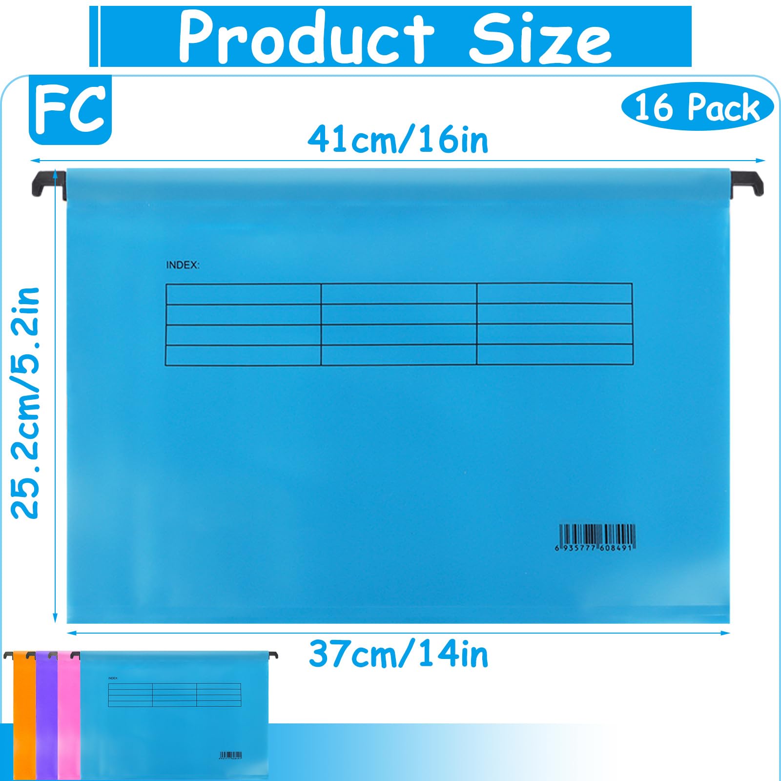AKOLAFE 16 Pack Filing Cabinet Suspension Files A4 Hevy Duty A4 Filing Cabinet Dividers Foolscap Mixed Colour Hanging Files with Tabs and Inserts for Office, Home and School - Image 2
