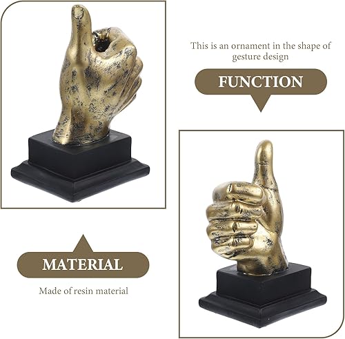 Miniatura 3 de Estatuas de escritorio con gestos de dedo, estatuas de escultura de mano dorada, estatuas de gestos para el hogar, sala de estar, decoración de