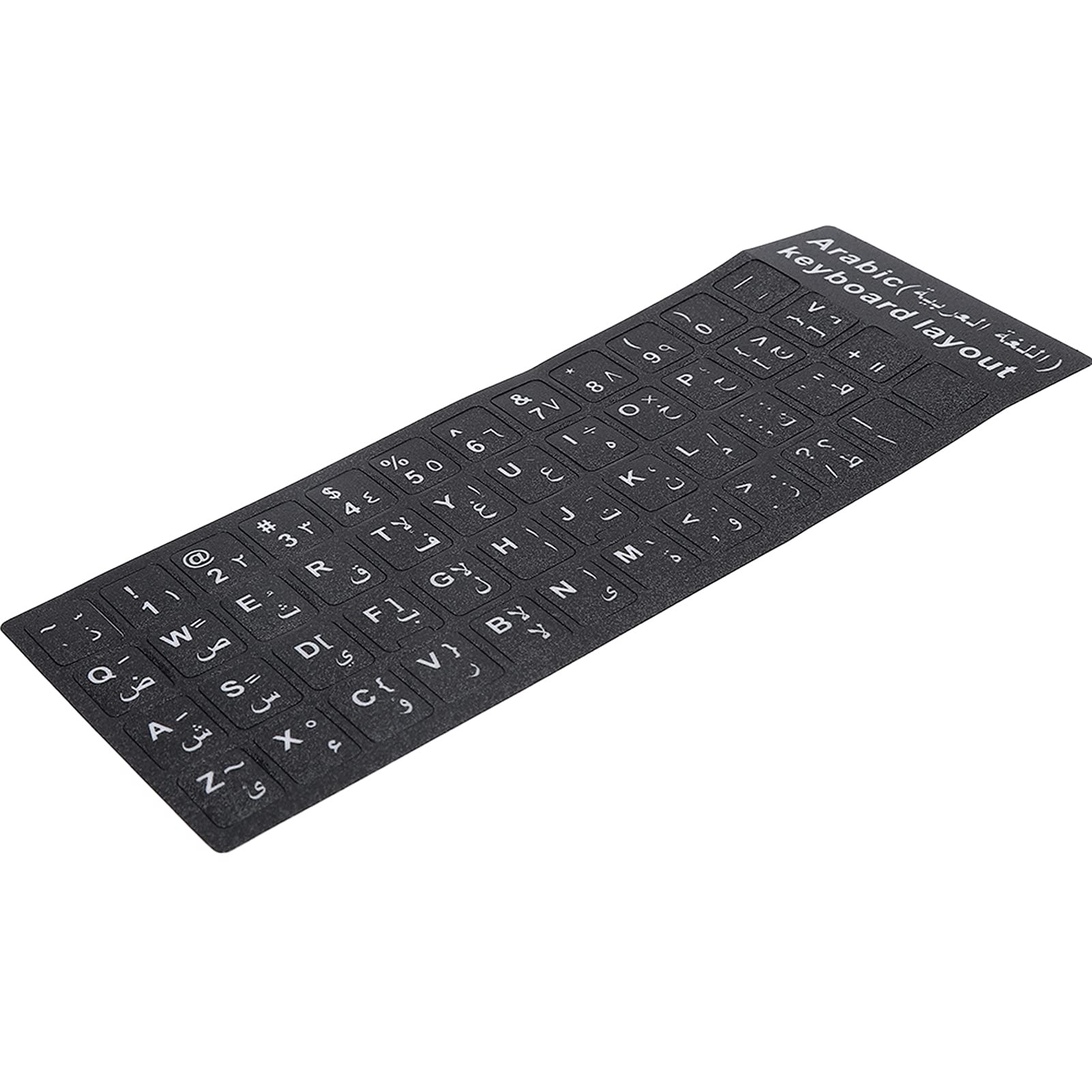 Fydun Adesivo per Tastiera Sfondo Nero Impermeabile Arabo per Notebook Desktop Pc Schede del Personale del Computer Adesivo per Tastiera Araba per Laptop
