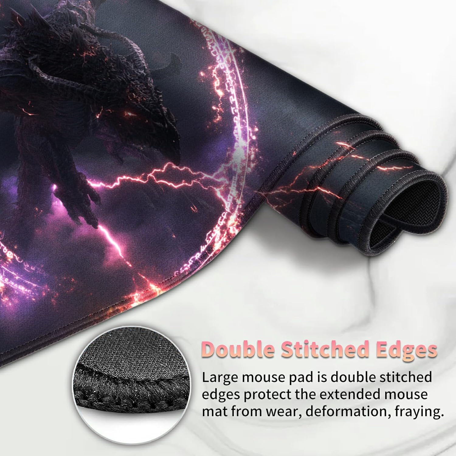 Playmat for MTG with Zones (2 Pack), Card Game Mat Non-Slip Rubber Base and Stitched, 24 x 14 inch TCG Play Mat for MTG and Other Card Games, Dark Fantasy Dragon