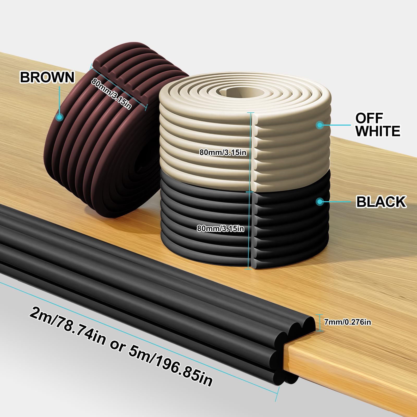 NiceTCU 78.84 Inch Multi-Function Edge and Corner Protection Cover Baby Safety Bumper (Black)