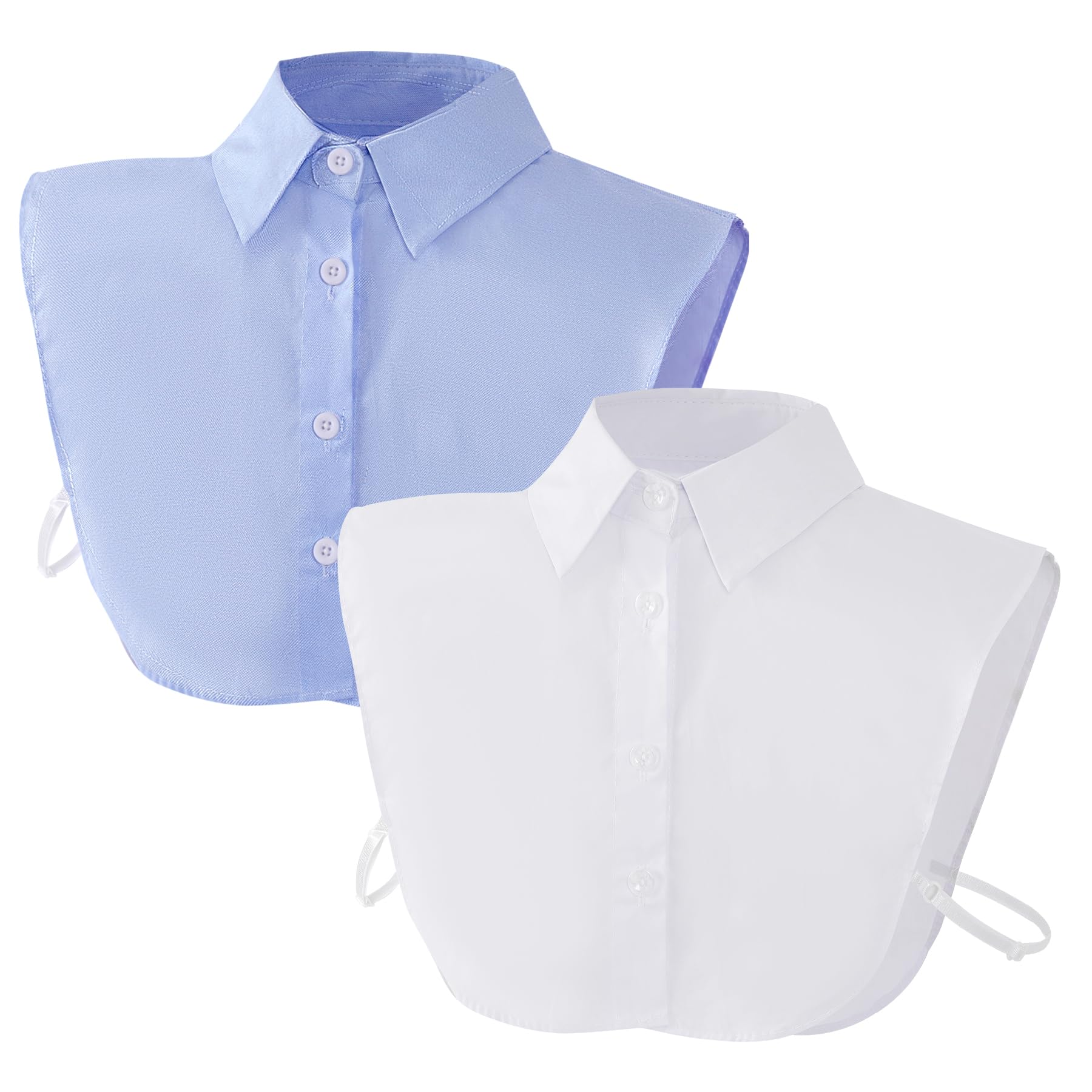 2 piezas de cuello falso desmontable Dickey cuello falso cuello medio camisas para mujer graduación uso diario, Blanco y azul, Talla única